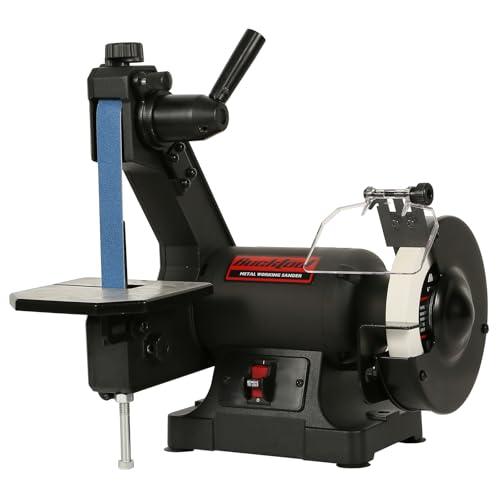 BUCKTOOL Low Speed Belt Grinder Combo for Metal,1x30" Belt,6" Grinder,2.1A - size: 1" x 30" 2.1A