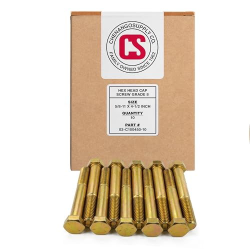 Chenango Supply 5/8-11 x 4-1/2" Grade 8 Hex Head Cap Screws - size: 5/8-11 x 4-1/2" Hex Bolt