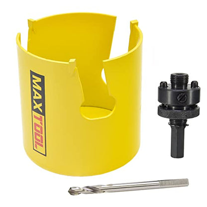 MaxTool 2-1/4" TCT Hole Saw 57mm Carbide Tip Holesaw 2.25" Deep with 5/8-18 Thread Arbor Pilot Drill 3-Piece for Tough Abrasive Material; CT00Y57R216A