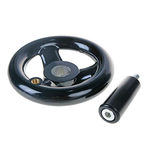 3.94'' Hand Wheel Black w Revolving Handle 3 Spoked 12mm Hole Adjustment Round Handwheel for Milling Machine - size: 100mm Dia.