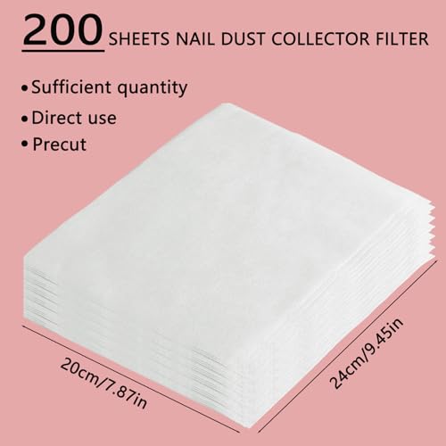 200 Sheets Nail Dust Collector Filter Paper Disposable Nail Dust Filters for Most of Nail Dust Collector Machine Nail Vacuum Dust Collector for Nail Salon Nail Spa Nail Tech Nail Supplies Accessories - color: White, size: 200 Pcs