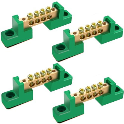 Grounding Bus Bar, 4 Pack 4-Position Brass Ground Bar - size: 4 Position, style: grounding bus bar