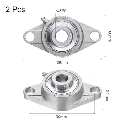 uxcell 2Pcs SUCFL202-10 Pillow Block Bearings 5/8 in Bore Self Alignment - size: SUCFL202-10