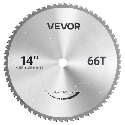 VEVOR Chop Saw Blade 14-in 66 Teeth Cermet-Tipped Metal Cold Cutting Blade - size: 14 in