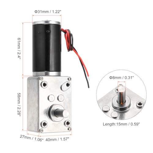 MECCANIXITY DC 24V 200 RPM Reversible Worm Geared Motor Reducer Motor