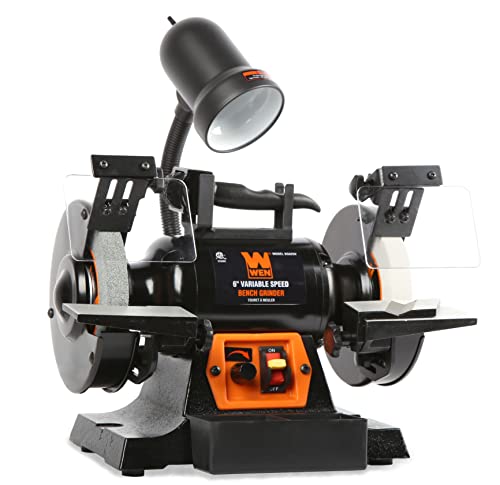 WEN BG625V 2.5-Amp 6-Inch Variable Speed Bench Grinder with Flexible Work Light , Black - style: Variable Speed