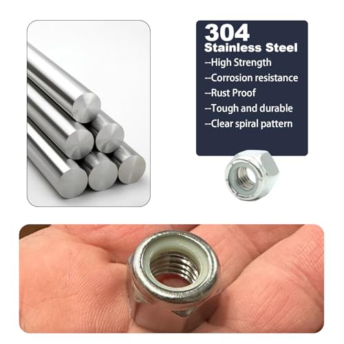 5/16-18 Nylon Insert Lock Nuts 75 Pack, 304 Stainless Steel Hardware Nuts - size: 5/16"-18 (75 Pcs)