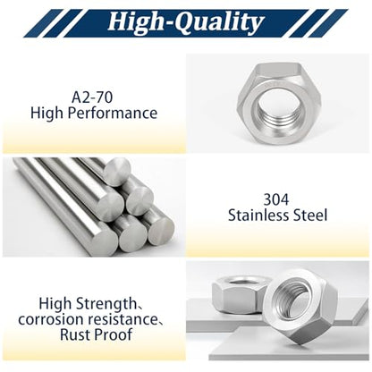 Metric Hex Nuts Assortment Kit 130Pcs Stainless Steel（M3-M12） Nut - size: Metric-130