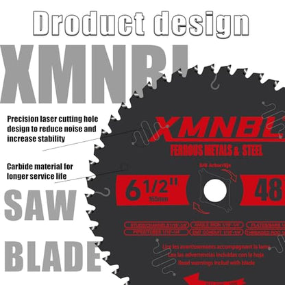 6-1/2 Inch Metal Cutting Blade,Replace for Diablo D0648CFX 6-1/2" Metal Cutting Circular Saw Blade,Compatible with 6 1/2 Inch Circular Saw,Cermet Carbide Up to 5X Longer Life 5/8 Arbor - size: 6 1/2 Inch 48T Metal Saw Blade