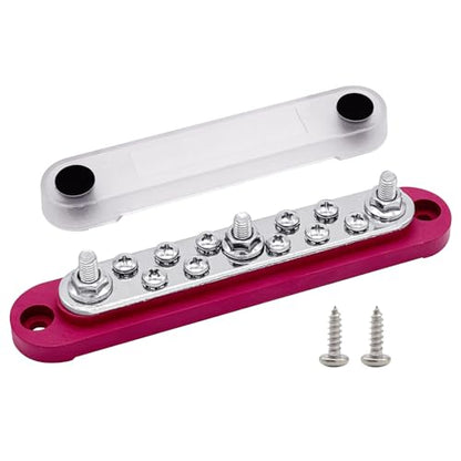 Ampper 3 x M6 Post Power Distribution Block BusBar 10 M4 Screws, 5.9" Red - color: Red, size: 3M6+10M4