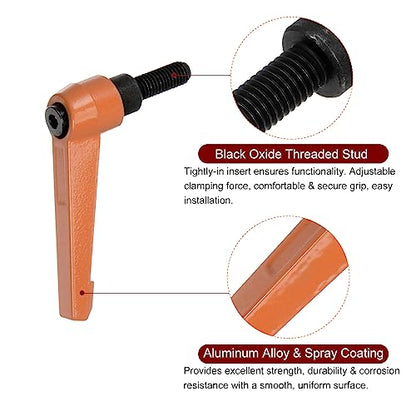 HARFINGTON 4pcs Adjustable Clamping Lever Handles M8 x 20mm Male Thread Bolt Knobs Rotating Screw Locking Quick Release Ratchet Push Button Handle, Orange - size: M8 x 20mm