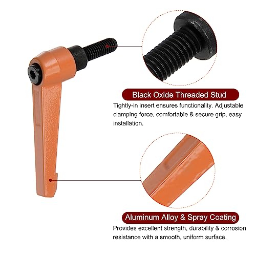 HARFINGTON 4pcs Adjustable Clamping Lever Handles M8 x 20mm Male Thread Bolt Knobs Rotating Screw Locking Quick Release Ratchet Push Button Handle, Orange - size: M8 x 20mm