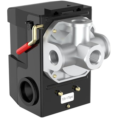 Air Compressor Pressure Switch, cnaodun 135-175 PSI 26A 1/4 NPT Thread Four-Port Pressure Switch for Air Compressor Pressure Regulator Switch - style: 4-port 26A135-175 PSI