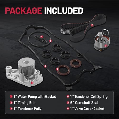 BDFHYK TBK312 Engine Timing Belt Kit with Water Pump Valve Cover Gasket Set Compatible with Honda Civic Compatible with Acura EL 1.7L VTEC D17A L4 2001 2002 2003 2004 2005 01 02 03 04 05 - size: TBK312