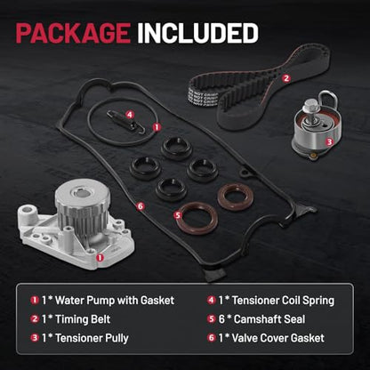 BDFHYK TBK312 Engine Timing Belt Kit with Water Pump Valve Cover Gasket Set Compatible with Honda Civic Compatible with Acura EL 1.7L VTEC D17A L4 2001 2002 2003 2004 2005 01 02 03 04 05 - size: TBK312