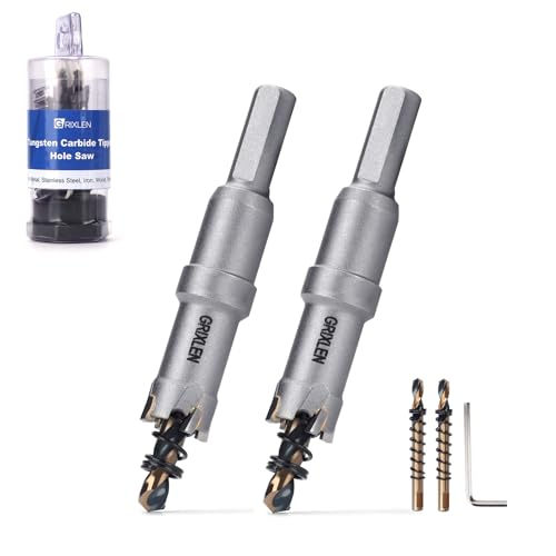 2 Pack 0.59" (15mm) Tungsten Carbide Tip Hole Saw with M2 Pilot bits - size: 0.59" (15mm) - 2 pack