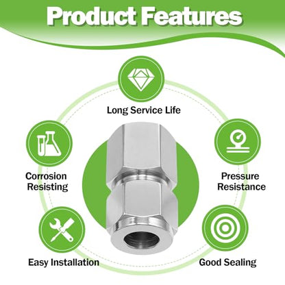 Stainless Steel Compression Adapter 1/2" OD x 1/2" NPT Female 2pc - size: 1/2" OD x 1/2"Fnpt