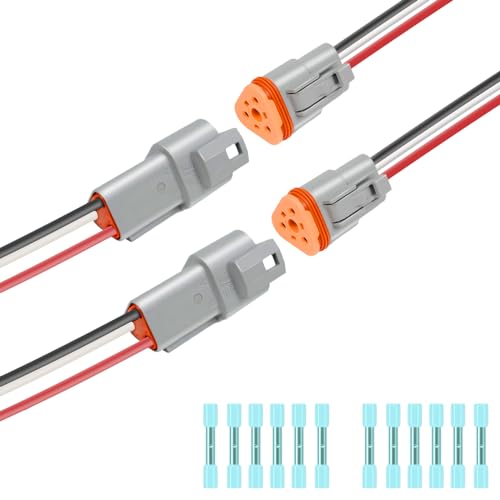 2 Kit Deutsch DT 3 Pin Grey Male Female Wiring Harness,16 AWG - color: Grey 3Pin, size: 2Set