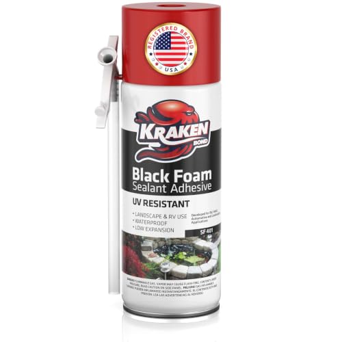 Kraken Bond Black Spray Waterfall Foam Sealant - (1x12oz) Expanding Polyurethane Pond Foam Sealer Black, UV Resistant Insulating Spray for Landscape & Exterior, Straw Use, 1 Pack - size: 1 Pack