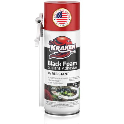 Kraken Bond Black Spray Waterfall Foam Sealant - (1x12oz) Expanding Polyurethane Pond Foam Sealer Black, UV Resistant Insulating Spray for Landscape & Exterior, Straw Use, 1 Pack - size: 1 Pack