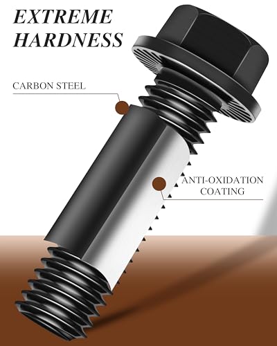 M8 x 25mm Flanged Hex Head Bolts and Nuts, External Flange Hex Drive Screws, Class 10.9 Black Zinc Plated Alloy Steel, M8x1.25 Bolts for Pump, Fix Car, DIY Project (10Sets) - color: Black, size: M8 x 25mm