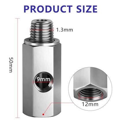 1/4" NPT Oil Pressure Sensor Tee Adapter, 304 Stainless Steel Triple Port Fitting: 1/4" NPT Female to Male & 1/8" NPT Female for Gauge and Sensor Installation - size: 1/4 NPT-1/4 NPT-1/8 NPT