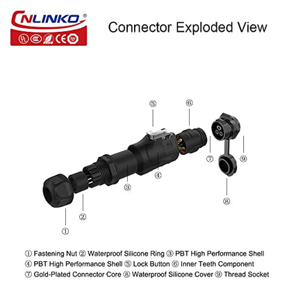 CNLINKO IP68 Circular Panel M16 Plastic 3 Pin Plug and Socket Electrial Waterproof Auto Wire Harness Solder with Cover for Power Equipment DC/AC Welding Connector (3 Pin) - size: 3 Pin, style: Single-Hole Set/Plug without Cable