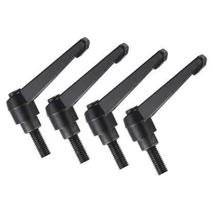 uxcell 4pcs Clamping Lever Handles, M8 x 20mm Black Oxide Carbon Steel Threaded Male Stud, Adjustable Handles Locking Quick Release Ratchet Push Button Bolt Knobs, Black - size: M8 x 20mm