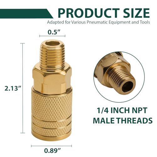 12Pcs 1/4 Inch Air Hose Fittings, 1/4'' NPT Male Industrial Couplers, 1/4-Inch Air Line Quick Connect Fittings, Air Tool Fittings for Air Compressor Hose Repair Accessories - style: 1/4" NPT Male