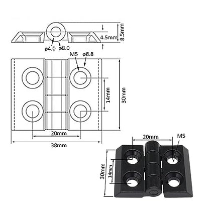 4 Sets 2020 Aluminum Extrusion Accessories Hardware Hinge Connector - style: HYLS