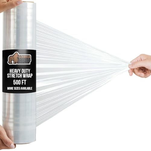 GORILLA GRIP Stretch Film Shrink Wrap for Moving, 500'x17" Roll - size: 17" - 500 FT Roll