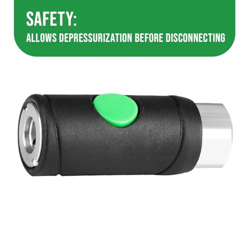 RayMagic 5PCS 1/4" Female Industrial 1/4" Body Air Coupler, Push-Button Safety Coupler, I/M Type, Quick-Disconnect - style: 5-PIECE