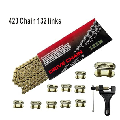 420 Motorcycle Gold Chain 132 Link with Chain Breaker