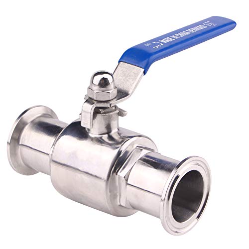 DERNORD 1.5" Tri-Clamp Ball Valve Stainless Steel 304,PTFE Lined. (1.5 inchTube OD) - size: 1.5 inch Tube OD