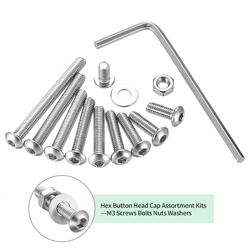 810 Pcs M3 Screws Kit, M3 Machine Screws and Nuts and Washers Set, Assorted Button Head Socket Cap Screws Nuts and Bolts Assortment Kit, Stainless Steel Metric Screw Assortment, Fully Threaded - size: M3