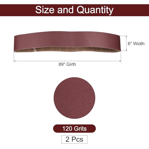 uxcell 2pcs 6" x 89" Sanding Belts 120 Grits Aluminum Oxide - size: 120 Grits