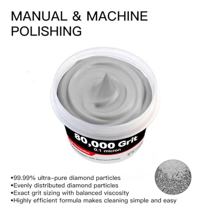 Diamond Paste Polishing Compound, 80,000 Grit, 40 G/1.41 Oz, Mirror Finish - size: 80,000Grit, style: 1.41 oz (40g)