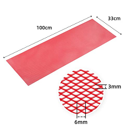 AggAuto Universal 40"x13" Car Grill Mesh 3x6mm Rhombic Hole Red - size: 3x6mm Rhombus - Red