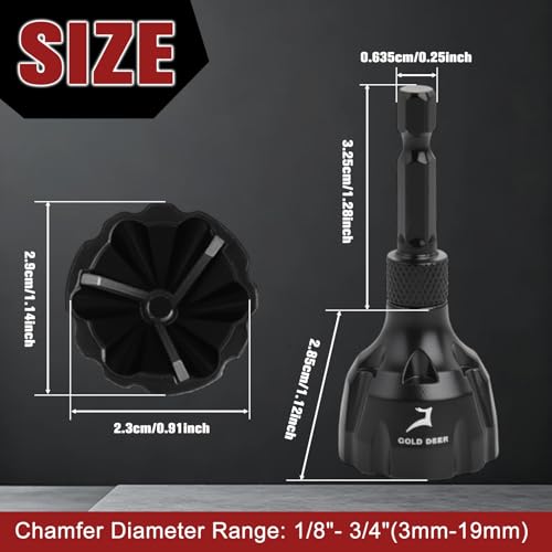 2Pcs Deburring Tool Chamfer Tool 1/8"- 3/4" Tungsten Carbide Chamfering Drill Bit Fast Hex Shank Deburr Drill Bit External Burr Removal for Metal Rod Bolt Pipe 3D Printing PVC - size: 2Pcs 1/8" to 3/4"