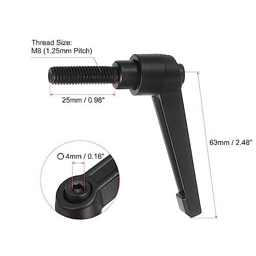 HARFINGTON 8pcs Adjustable Clamping Lever Handles M8 x 25mm Male Thread Bolt Knobs Rotating Screw Locking Quick Release Ratchet Push Button Handle, Black - size: M8 x 25mm