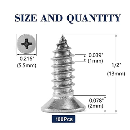 #4 x 1/2" Wood Screw 100Pcs 18-8 (304) Stainless Steel Screws Flat Head Phillips Fast Self Tapping Drywall Screws by SG TZH - size: #4 x 1/2"