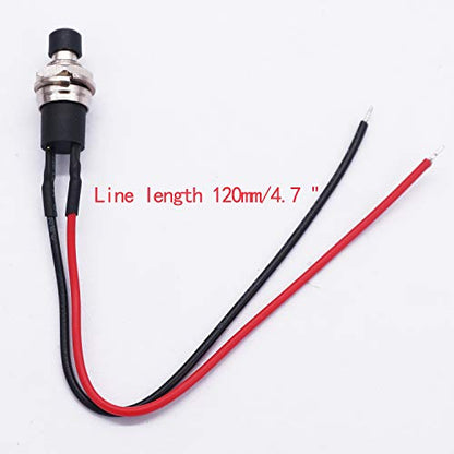 Twidec/4Pcs Latching Push Button Switch 3A 250V AC 2 Pins Self-Locking SPST ON/Off Black Mini Switch Pre-soldered Wires L-PBS-110-XBK - color: Black-7mm, size: Latching