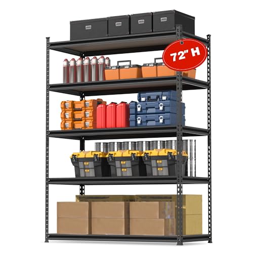 WORKPRO 5-Tier Shelving with Particle Board, 72" Hx36 Wx18 D, 4000LBS Load - size: 36"W x 18"D x 72"H