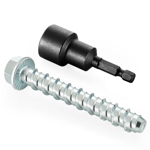 Mellewell 3/8" x 4" Zinc Plated Large Diameter Concrete Screw for Anchoring to Masonry, Concrete, Brick or Block, Quantity 25 - size: 3/8" x 4"