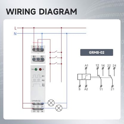 GRM8-02 Electronic Latching Relay, 16amp Memory Relay Multi-Point Control Impulse Relays 2SPDT Wide Range Voltage AC/DC12V-240V Din Rail Mounted (GRM8-02,AC/DC12V~240V) - style: GRM8-02AC/DC12V~240V
