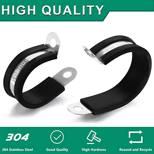 OURU 1-1/2 Inch Cable Clamps, Rubber Coated Insulated Clamps, 50pcs, 38mm - size: 50 PCS - 1-1/2 Inch