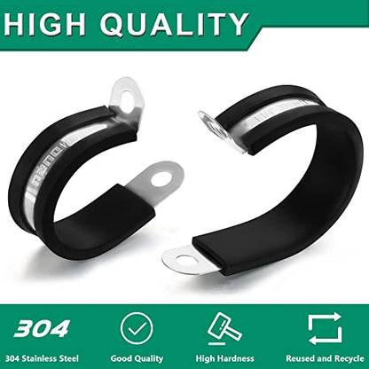 OURU 1-1/2 Inch Cable Clamps, Rubber Coated Insulated Clamps, 50pcs, 38mm - size: 50 PCS - 1-1/2 Inch