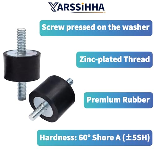 Yarssihha 4 Pack M8 Anti-Vibration Rubber Isolator Mounts, 40x30mm Rubber Studs Shock Absorber, Cylindrical Vibration Isolators for Diesel Engines, Air Compressors, Vibration Motor - size: D40*H30mm
