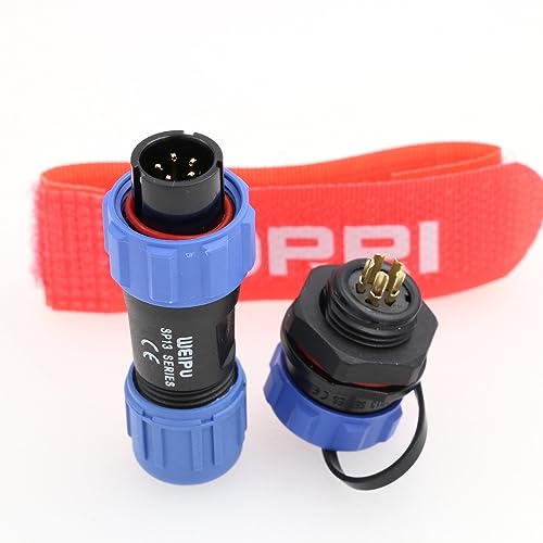 Weipu SP13 Quick Connect 5Pin Thread Coupling Rear-nut Mount Φ13mm Outdoor Waterproof Connector for Industrial Device Power Signal - size: 5 Pin