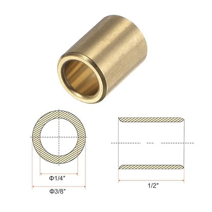HARFINGTON 2pcs Sleeve Bearings 1/4" Bore 3/8" OD 1/2" Length Wrapped Oilless Bushing Brass Alloy for Transmission Conveyor Systems - size: 1/4" x 3/8" x 1/2"